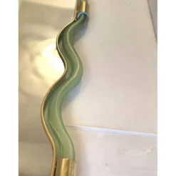 Miroir Contemporain Wave en Vert et Or "Torchon" Torciglione Murano Sty