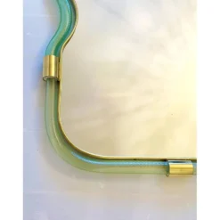 Miroir Contemporain Wave en Vert et Or 
