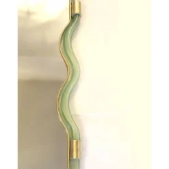 Miroir Contemporain Wave en Vert et Or 