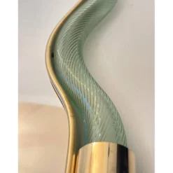Miroir Contemporain Wave en Vert et Or 