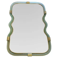 Miroir Contemporain Wave en Vert et Or 