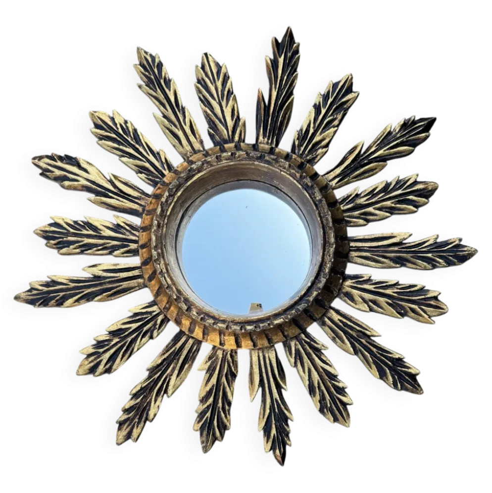 Miroir convexe doré ancien