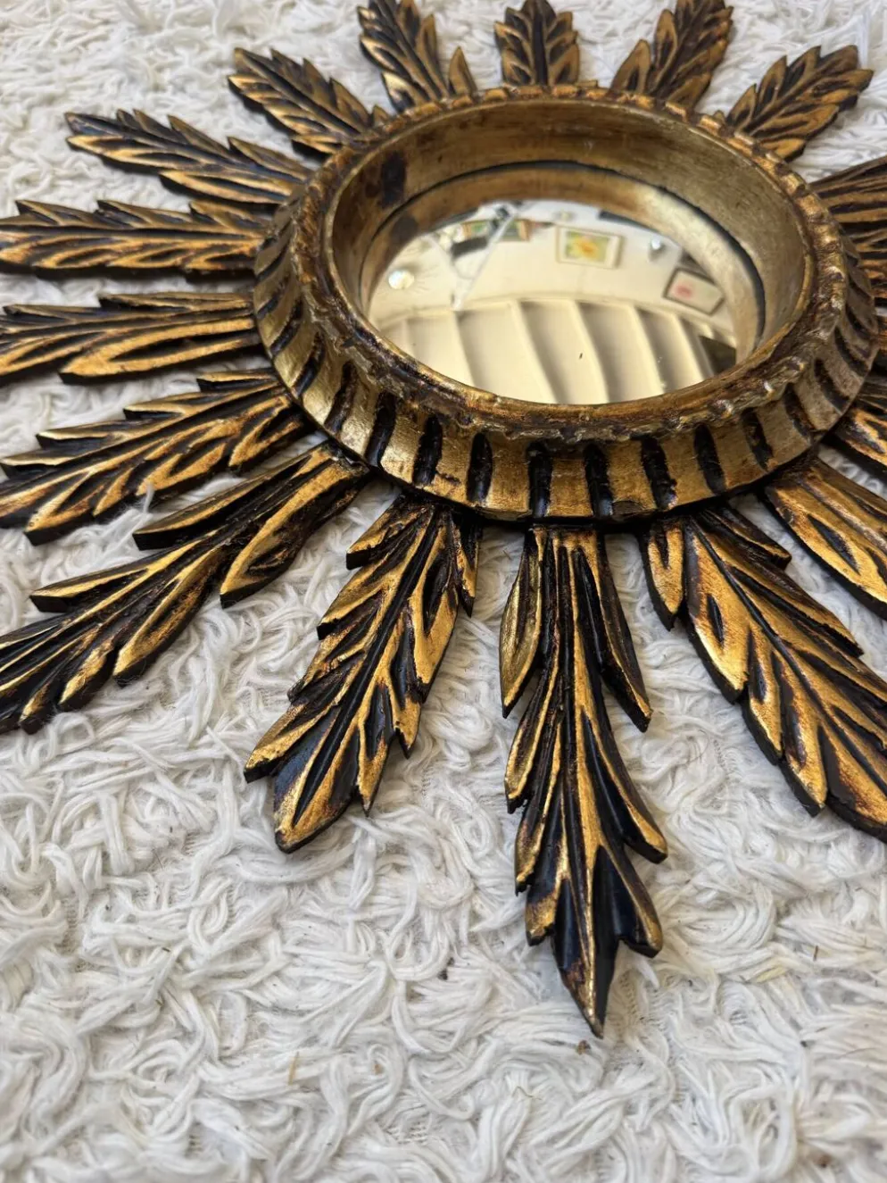 Miroir convexe doré ancien