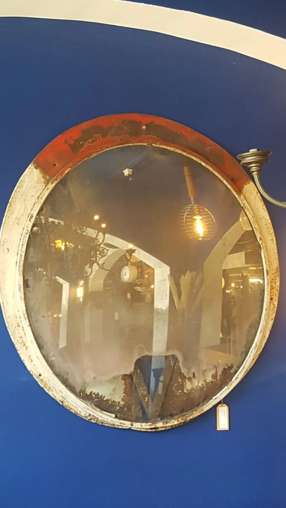 Miroir convexe tchèque industriel, années 1960 - 135cm