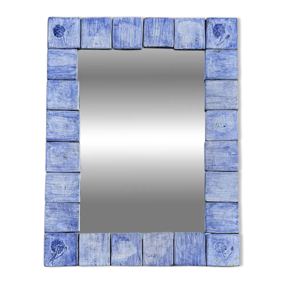 Miroir céramique Vallauris Almone années 70