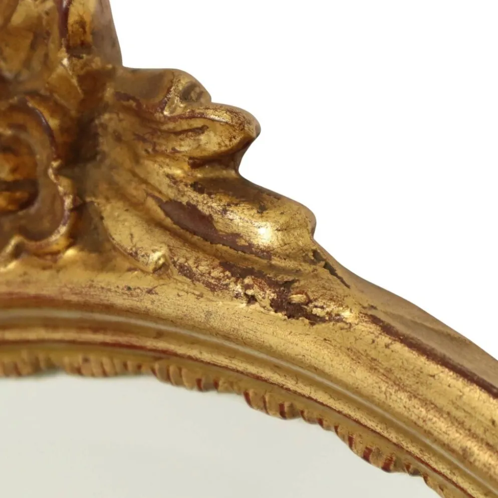 Miroir cranté en or classique Deknudt, biseauté, style Louis XVI, 94 cm