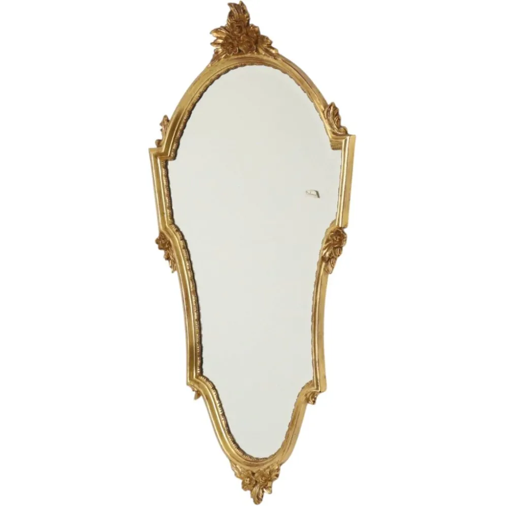 Miroir cranté en or classique Deknudt, biseauté, style Louis XVI, 94 cm