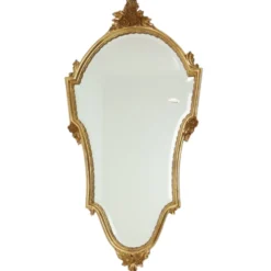Miroir cranté en or classique Deknudt, biseauté, style Louis XVI, 94 cm