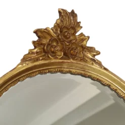 Miroir cranté en or classique Deknudt, biseauté, style Louis XVI, 94 cm