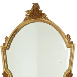 Miroir cranté en or classique Deknudt, biseauté, style Louis XVI, 94 cm