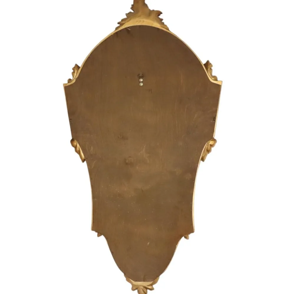 Miroir cranté en or classique Deknudt, biseauté, style Louis XVI, 94 cm