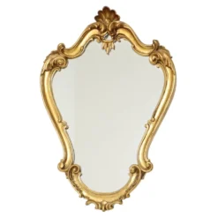 Miroir crêté de style baroque français, doré à la feuille d'or, 72 cm