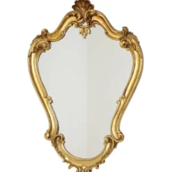 Miroir crêté de style baroque français, doré à la feuille d'or, 72 cm