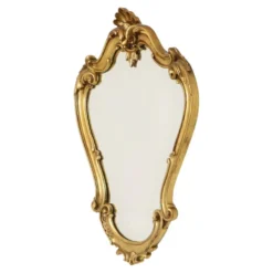 Miroir crêté de style baroque français, doré à la feuille d'or, 72 cm