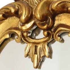 Miroir crêté de style baroque français, doré à la feuille d'or, 72 cm