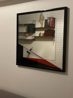 Miroir d'art Eugenio Carmi, style Memphis, design collectible italien des années 70.
