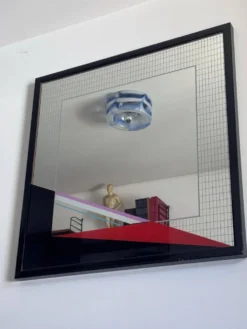 Miroir d'art Eugenio Carmi, style Memphis, design collectible italien des années 70.