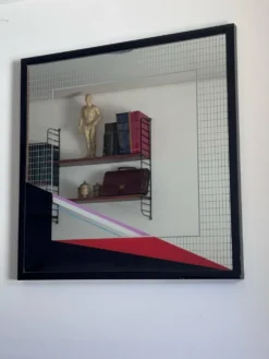 Miroir d'art Eugenio Carmi, style Memphis, design collectible italien des années 70.