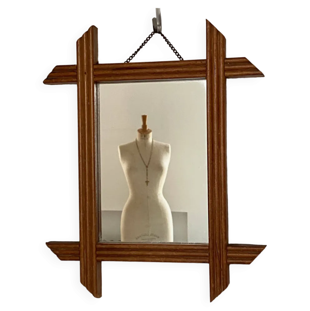 Miroir de barbier en bois blond
