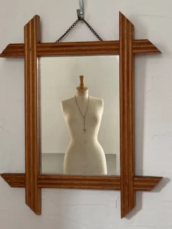 Miroir de barbier en bois blond