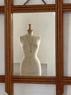Miroir de barbier en bois blond