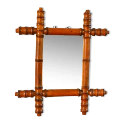 Miroir de barbier en bois effet bambou 38 x 33 cm