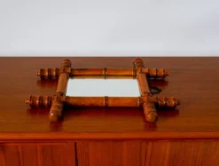 Miroir de barbier en bois effet bambou 38 x 33 cm