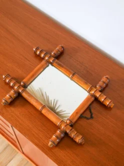 Miroir de barbier en bois effet bambou 38 x 33 cm