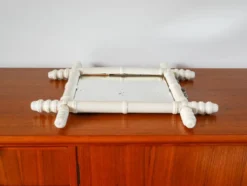 Miroir de barbier en bois effet bambou blanc 46 x 31 cm