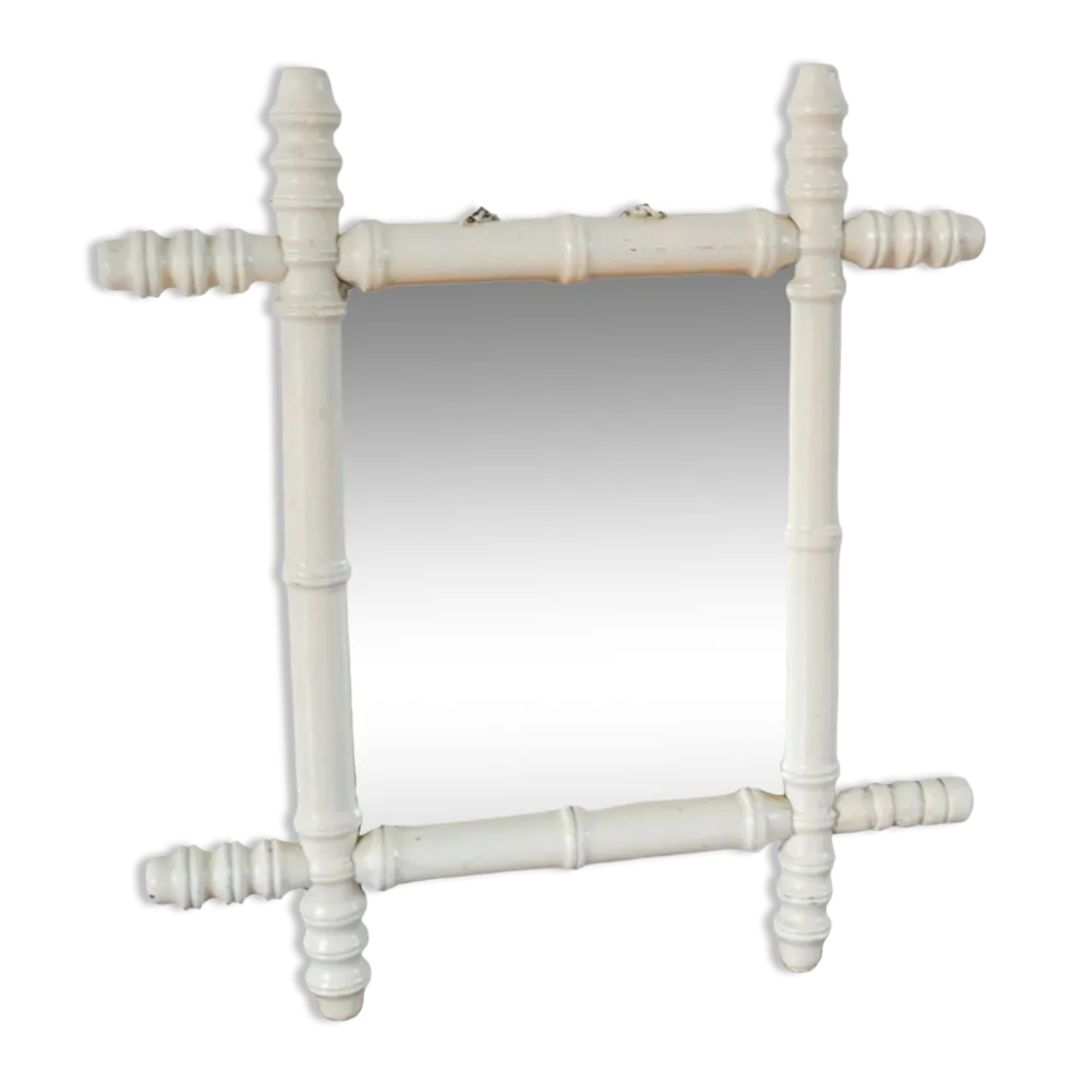 Miroir de barbier en bois effet bambou blanc 46 x 31 cm