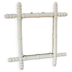 Miroir de barbier en bois effet bambou blanc 46 x 31 cm