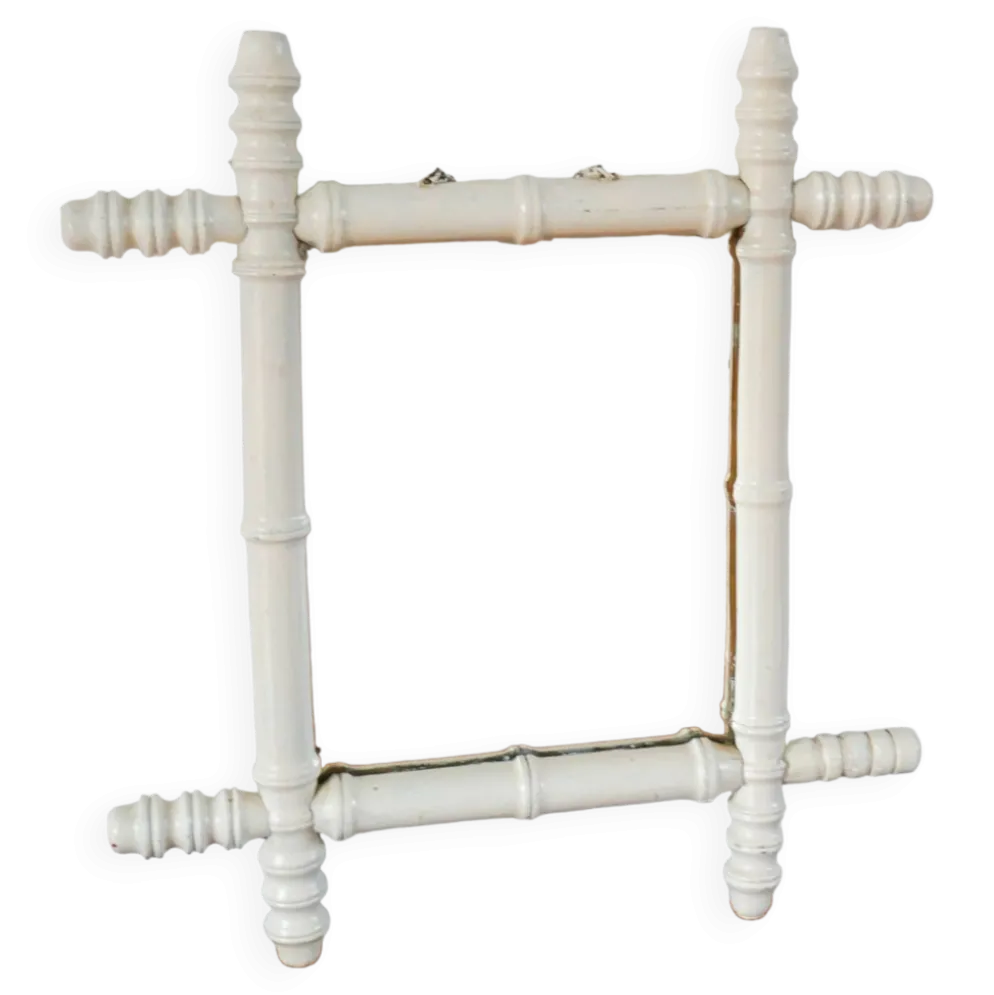 Miroir de barbier en bois effet bambou blanc 46 x 31 cm