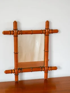 Miroir de barbier en bois effet bambou 44 x 39 cm