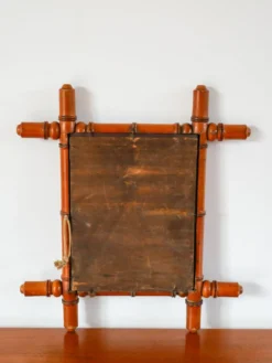 Miroir de barbier en bois effet bambou 44 x 39 cm