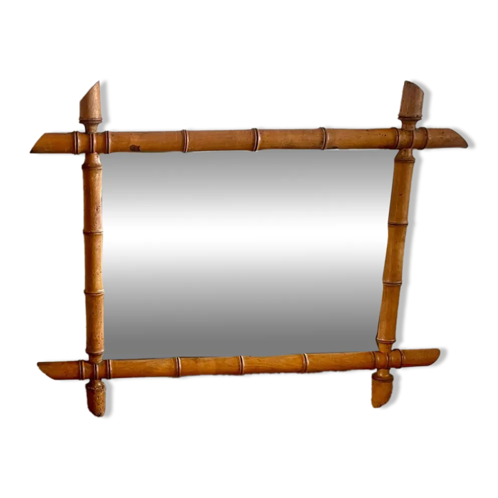 Miroir de barbier en bois tourné