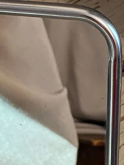 Miroir de barbier à poser en métal argenté