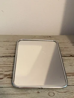 Miroir de barbier à poser en métal argenté