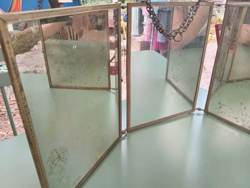 Miroir de barbier triptyque