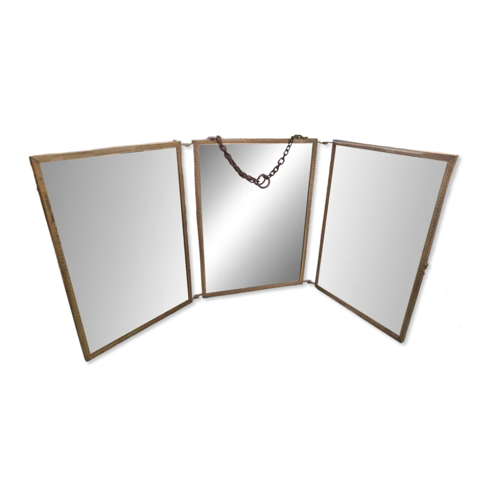 Miroir de barbier triptyque