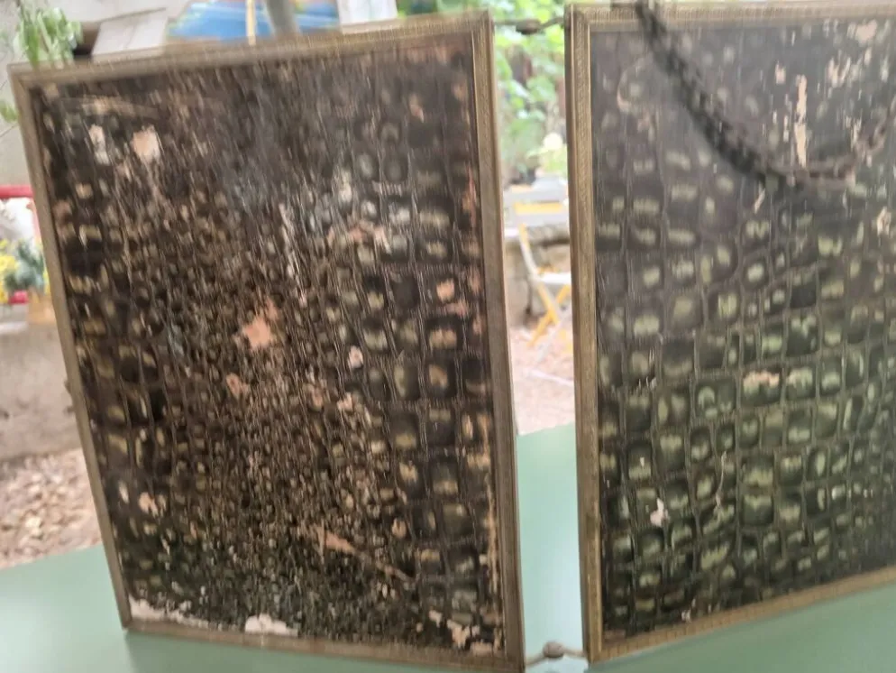 Miroir de barbier triptyque