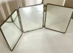Miroir de barbier triptyque ancien Brot Déposé – miroir au mercure –