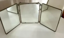 Miroir de barbier triptyque ancien Brot Déposé – miroir au mercure –