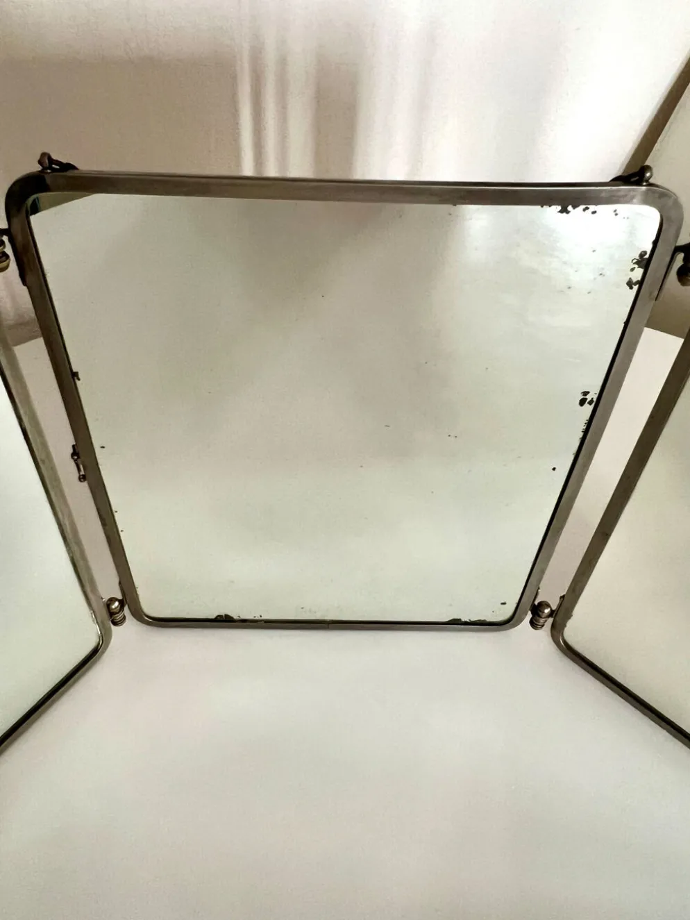 Miroir de barbier triptyque ancien Brot Déposé – miroir au mercure –