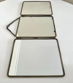 Miroir de barbier triptyque ancien Brot Déposé – miroir au mercure –