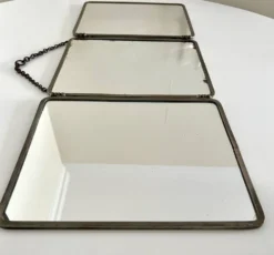 Miroir de barbier triptyque ancien Brot Déposé – miroir au mercure –