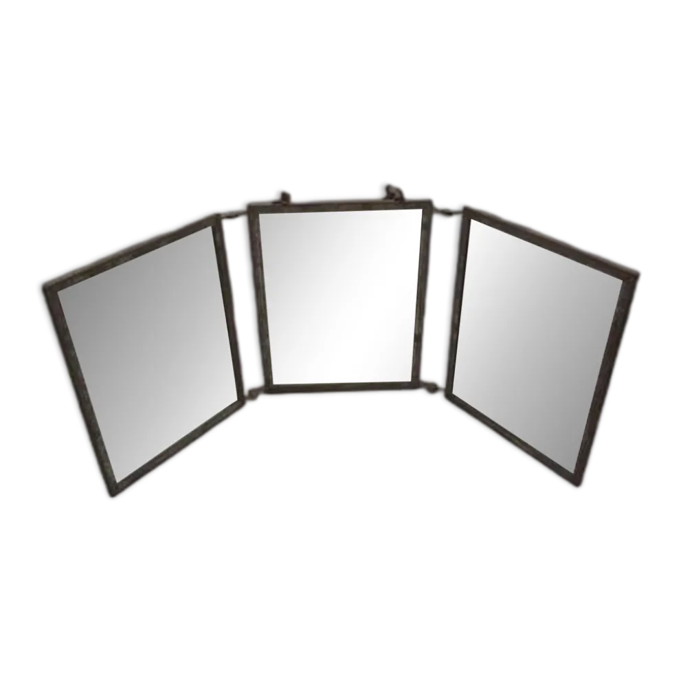 Miroir de barbier triptyque ancien