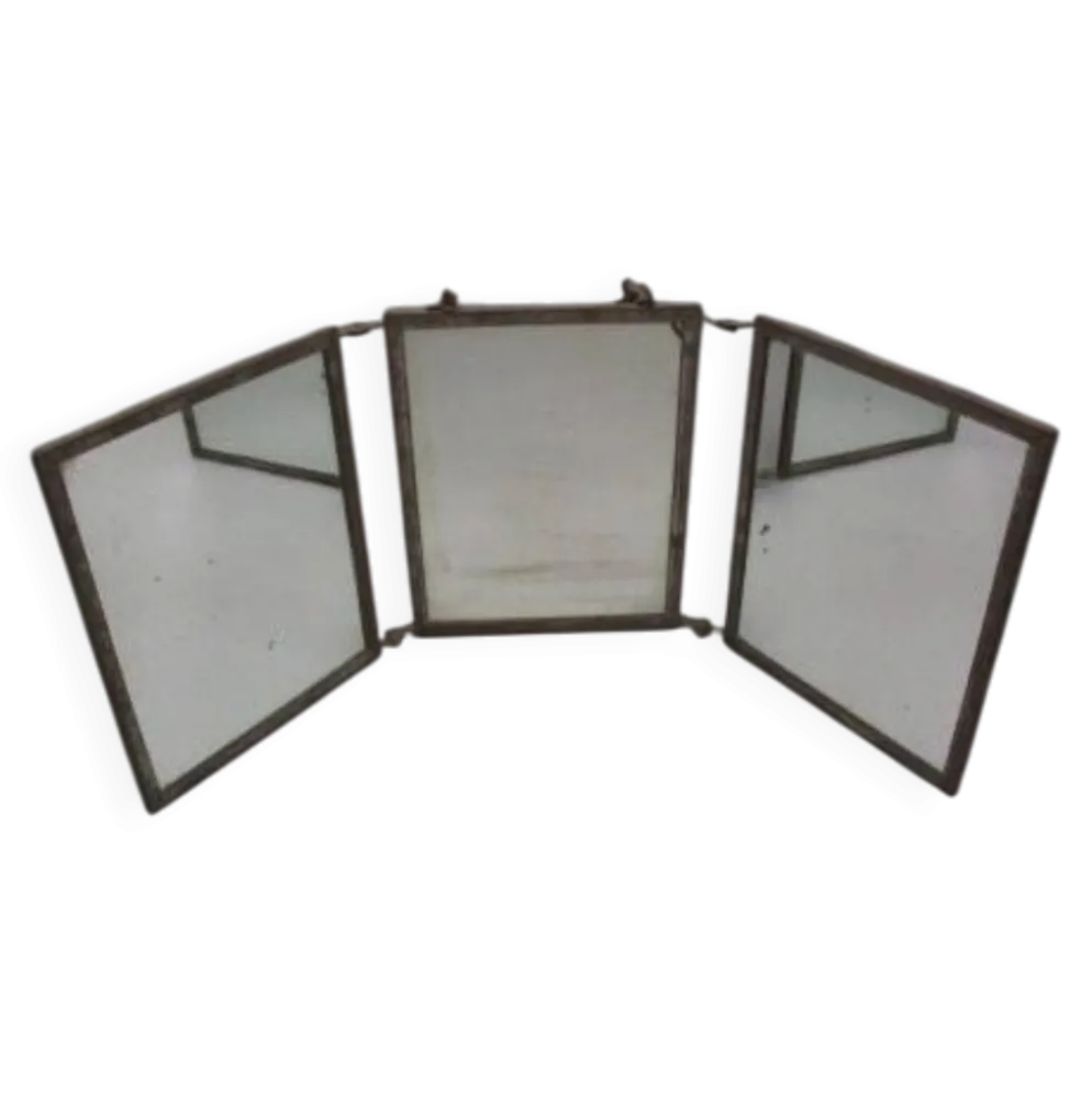 Miroir de barbier triptyque ancien
