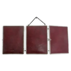 Miroir de barbier triptyque à chainette avec fermoir années 30 40