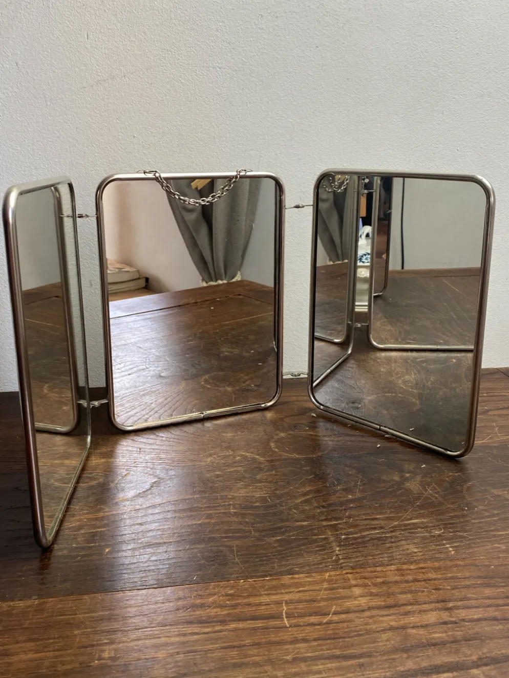 Miroir de barbier triptyque, 1960, dos pied de poule