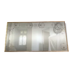 Miroir de bistrot - brasserie ancien en verre églomisé 202 x 102